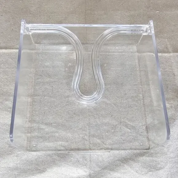 Vintage Clear Lucite Plastic Napkin Holder Butler Mod Retro 7" x 7" NIB USA Made - Picture 2 of 10